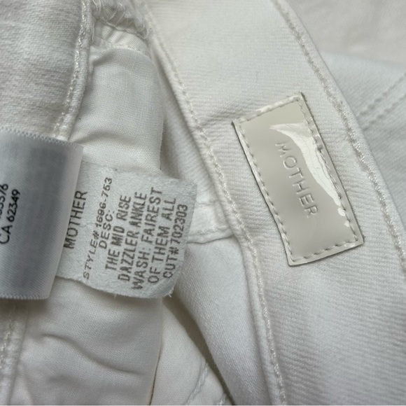 MOTHER The Mid Rise Dazzler Ankle Straight Jeans Fairest Of Them All White 25 - Picture 12 of 15